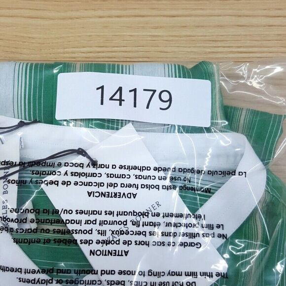 WALES BONNER Shirt Mens Size 46 Green Stripe Button Up CADENCE SILK SHIRT $595 - Picture 9 of 9